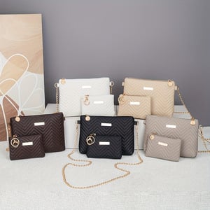 Set od dvije ženske torbe s valovitim uzorkom, jednobojna, reljefna tekstura, crossbody torba