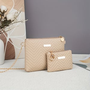 Set od dvije ženske torbe s valovitim uzorkom, jednobojna, reljefna tekstura, crossbody torba