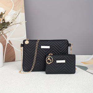Set od dvije ženske torbe s valovitim uzorkom, jednobojna, reljefna tekstura, crossbody torba