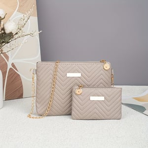 Set od dvije ženske torbe s valovitim uzorkom, jednobojna, reljefna tekstura, crossbody torba