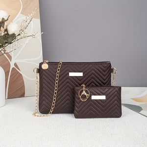 Set od dvije ženske torbe s valovitim uzorkom, jednobojna, reljefna tekstura, crossbody torba