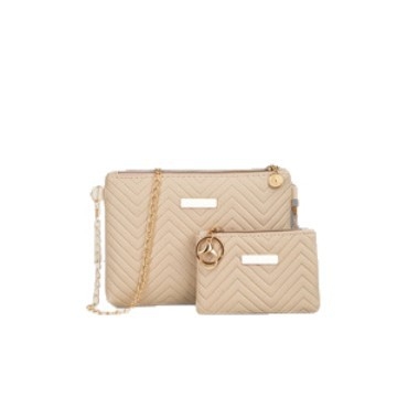 Set od dvije ženske torbe s valovitim uzorkom, jednobojna, reljefna tekstura, crossbody torba