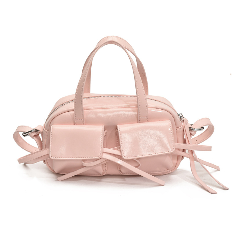 Korejski stil, mala kvadratna crossbody torba za žene s mašnicom, proljeće 2026, PU koža
