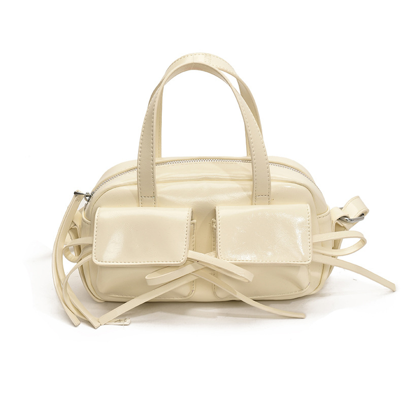 Korejski stil, mala kvadratna crossbody torba za žene s mašnicom, proljeće 2026, PU koža