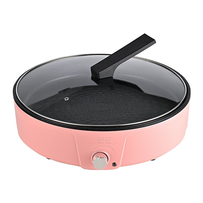 Tigaie electrică all-in-one pentru casă – grătar și prăjit în același timp, corp din metal, putere 1501 W și mai mare, capacitate sub 1 L, adâncime a vasului interior 10 cm, potrivit pentru 3–4 persoane, controlul temperaturii