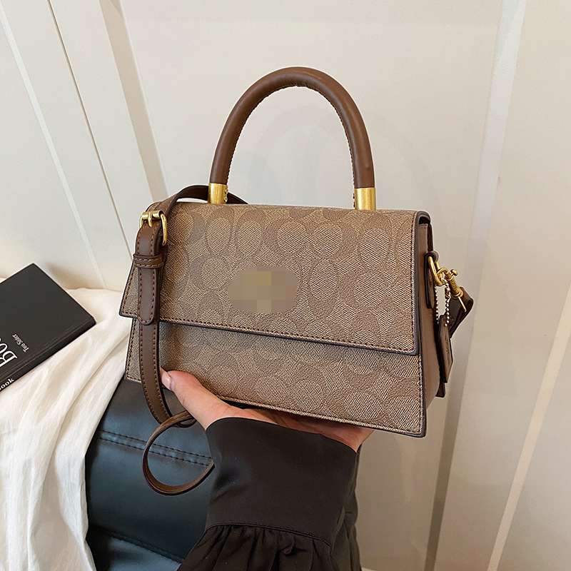 Ženska srednje veličine kvadratna crossbody torba, retro stil, s jednim remenom, pretinci za telefon i dokumente
