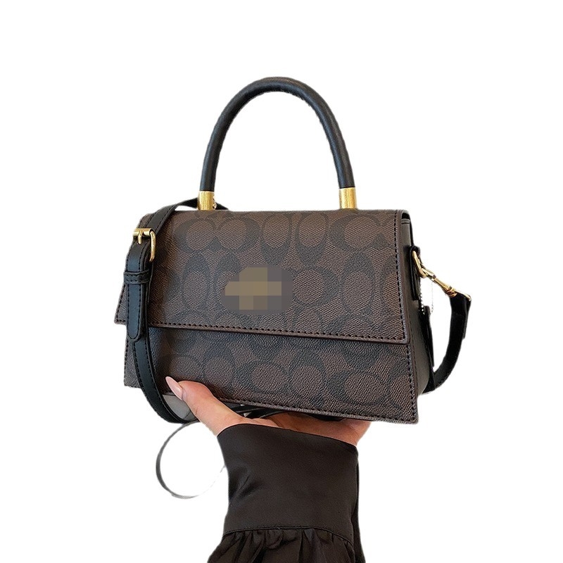 Ženska srednje veličine kvadratna crossbody torba, retro stil, s jednim remenom, pretinci za telefon i dokumente