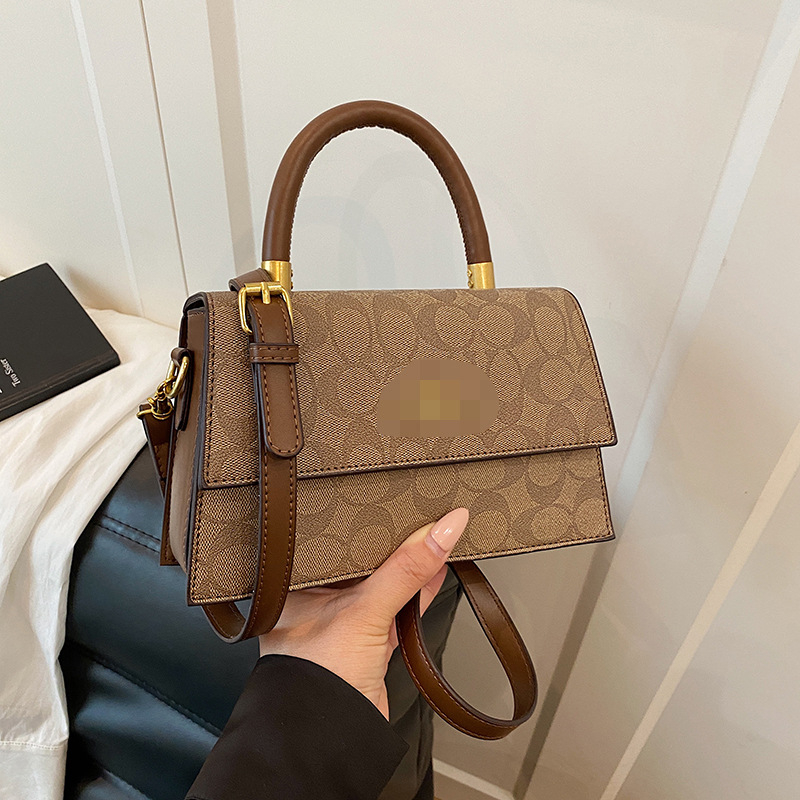 Ženska srednje veličine kvadratna crossbody torba, retro stil, s jednim remenom, pretinci za telefon i dokumente