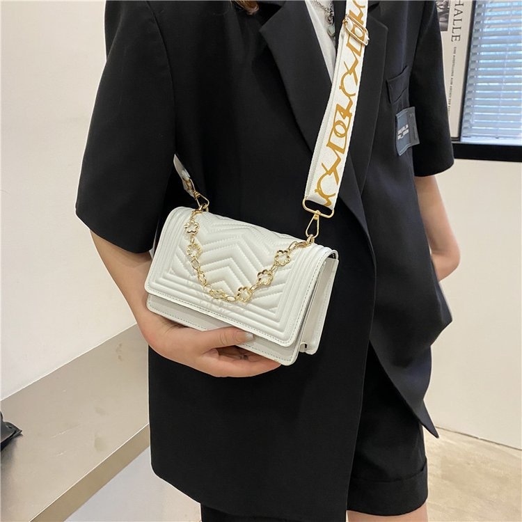 Ženska PU crossbody torbica s izšivenim uzorkom, Chanel stil, proljeće-ljeto moda, mala kvadratna torba