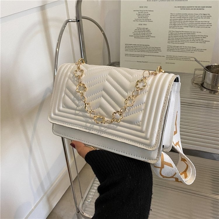 Ženska PU crossbody torbica s izšivenim uzorkom, Chanel stil, proljeće-ljeto moda, mala kvadratna torba