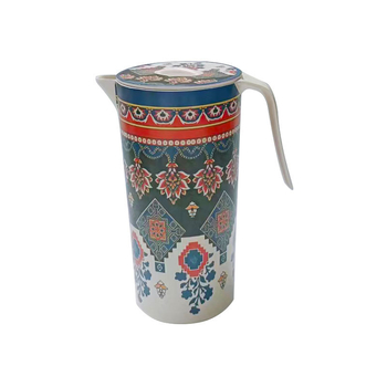 Sticlă de apă din fibră de bambus cu capac, recipient rotund pentru apă rece cu model colorat