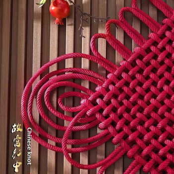 Pandantiv chinezesc cu nod roșu vin, pentru sufragerie și hol, realizat manual din fir de mătase, nod plat, decor festiv de primăvară