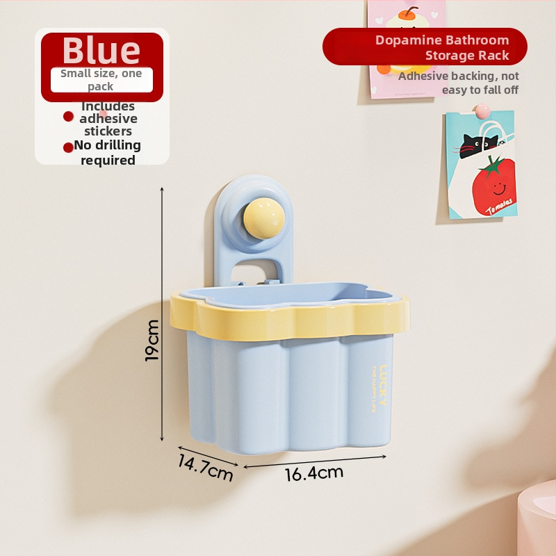 Cutie Dopamină de depozitare – Organizator de baie montat pe perete, cu ventuză, fără găuri