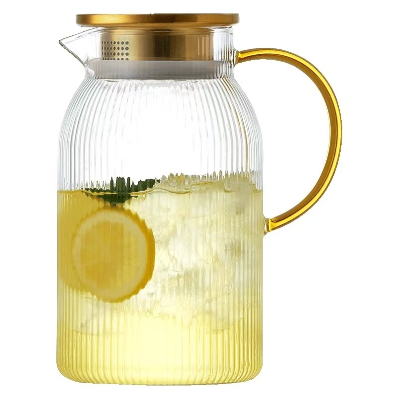 Set mare din sticlă borosilicată pentru apă rece: ceainic rezistent la căldură și pahar de apă