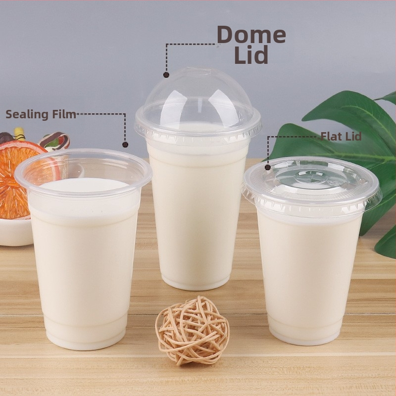 Jednorazový pohár na milk tea s viečkom, priehľadný plast, priemer 95 mm, objem 600 ml