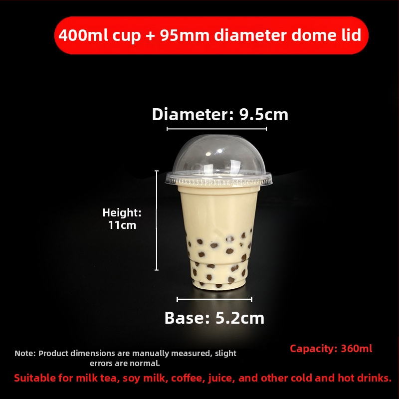 Jednorazový pohár na milk tea s viečkom, priehľadný plast, priemer 95 mm, objem 600 ml