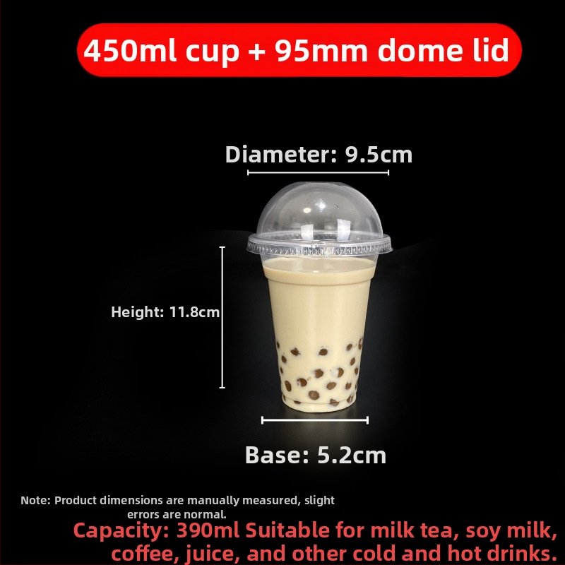 Jednorazový pohár na milk tea s viečkom, priehľadný plast, priemer 95 mm, objem 600 ml
