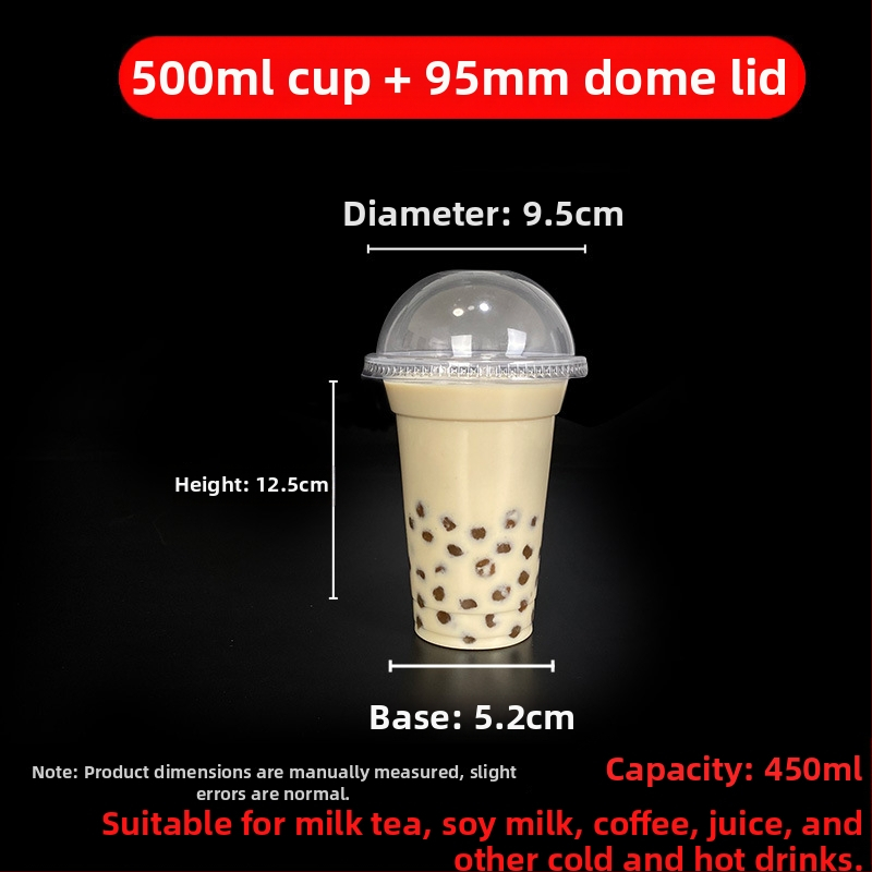 Jednorazový pohár na milk tea s viečkom, priehľadný plast, priemer 95 mm, objem 600 ml