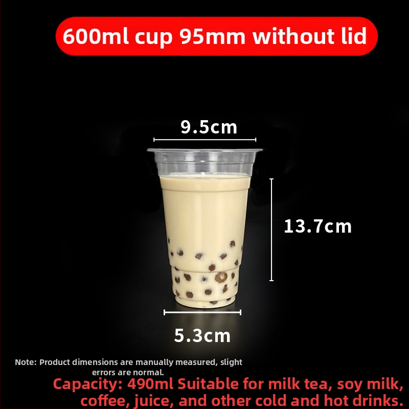 Jednorazový pohár na milk tea s viečkom, priehľadný plast, priemer 95 mm, objem 600 ml