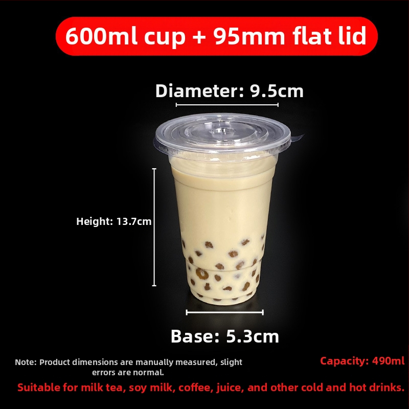 Jednorazový pohár na milk tea s viečkom, priehľadný plast, priemer 95 mm, objem 600 ml