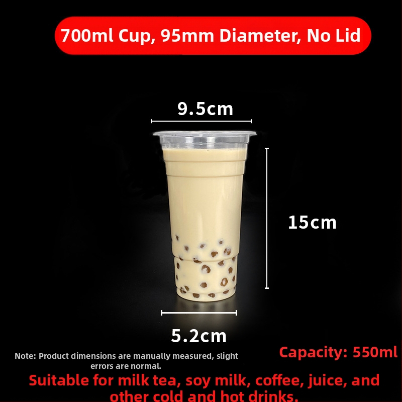 Jednorazový pohár na milk tea s viečkom, priehľadný plast, priemer 95 mm, objem 600 ml