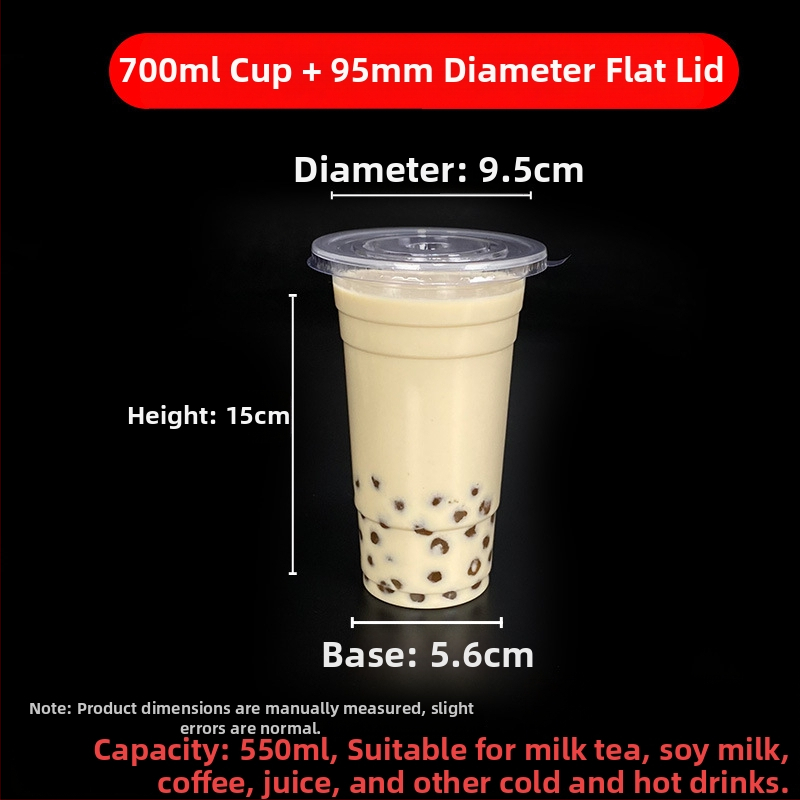 Jednorazový pohár na milk tea s viečkom, priehľadný plast, priemer 95 mm, objem 600 ml