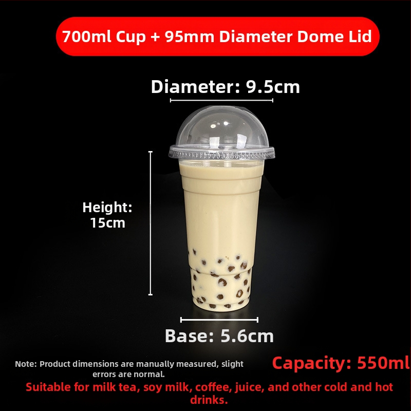 Jednorazový pohár na milk tea s viečkom, priehľadný plast, priemer 95 mm, objem 600 ml
