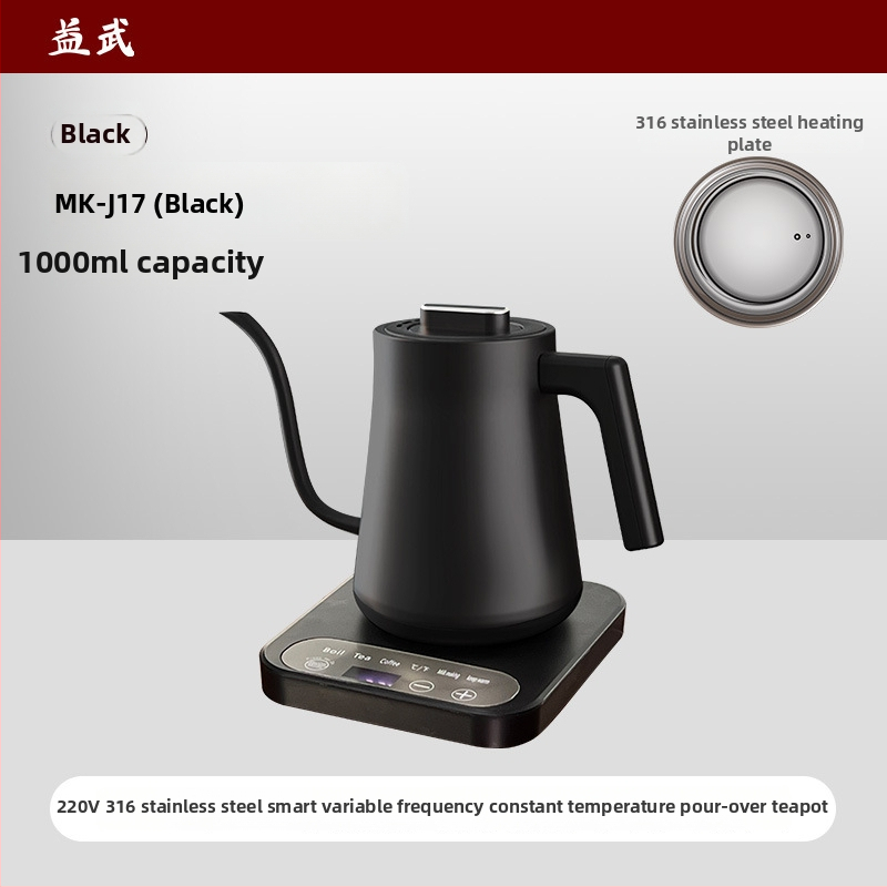 Elektrický čajník s konštantnou teplotou, displej teploty v reálnom čase, 0,8 l kapacita, telo z nerezovej ocele + ABS, automatické vypnutie, základňa 360°