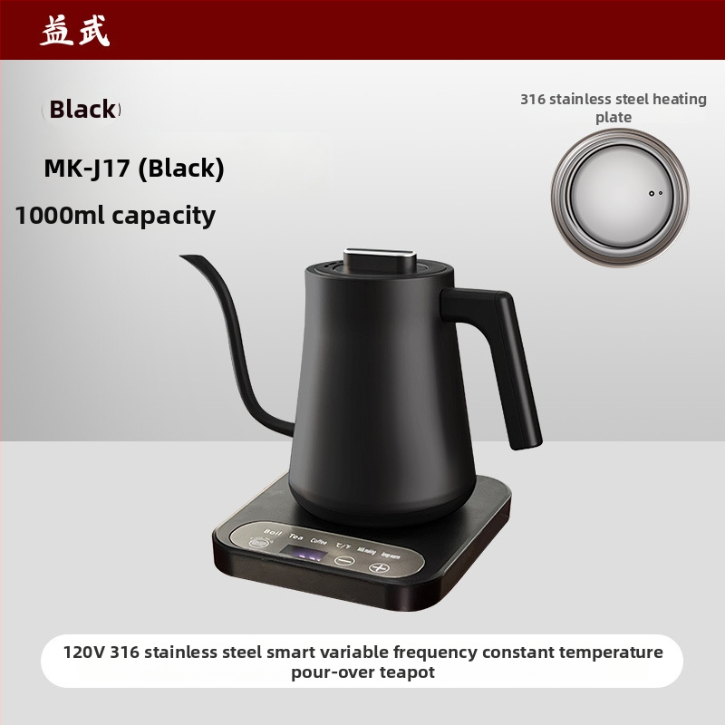 Elektrický čajník s konštantnou teplotou, displej teploty v reálnom čase, 0,8 l kapacita, telo z nerezovej ocele + ABS, automatické vypnutie, základňa 360°