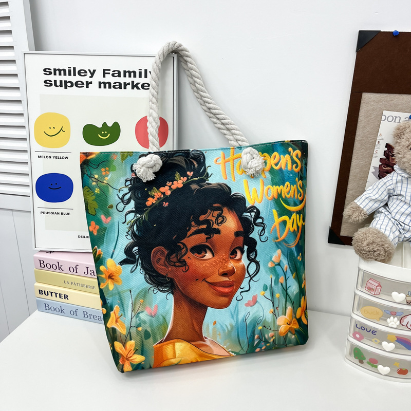 Nova ženska tote torba s debelim užetom, kreativni print, velik kapacitet, torba za plažu