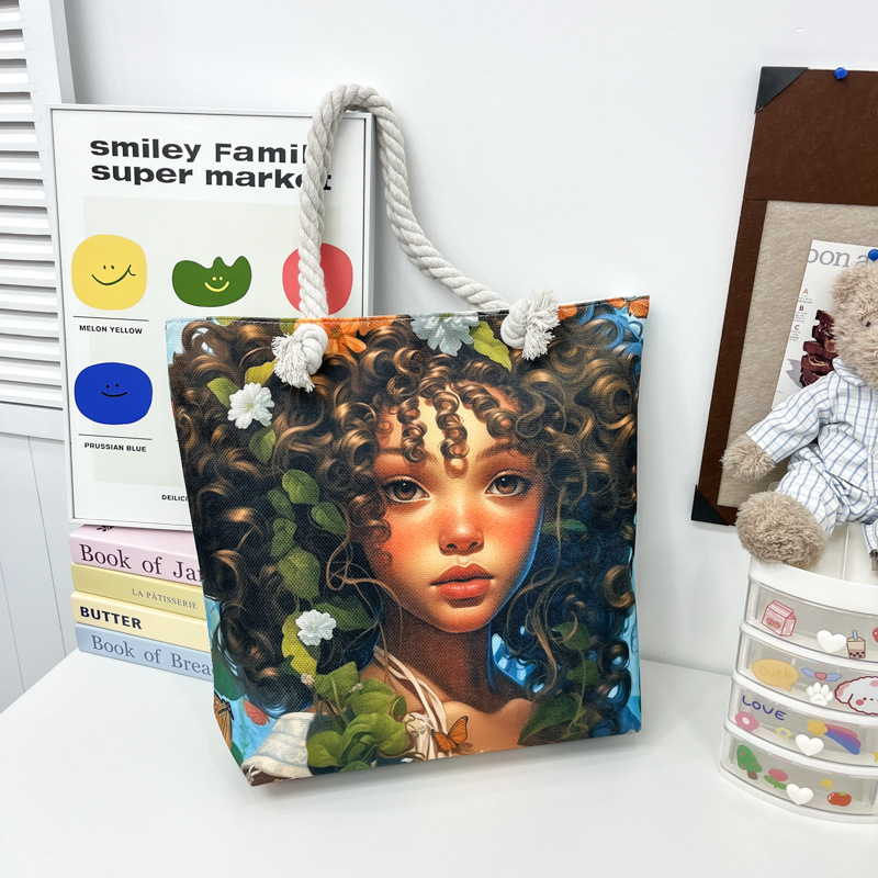 Nova ženska tote torba s debelim užetom, kreativni print, velik kapacitet, torba za plažu