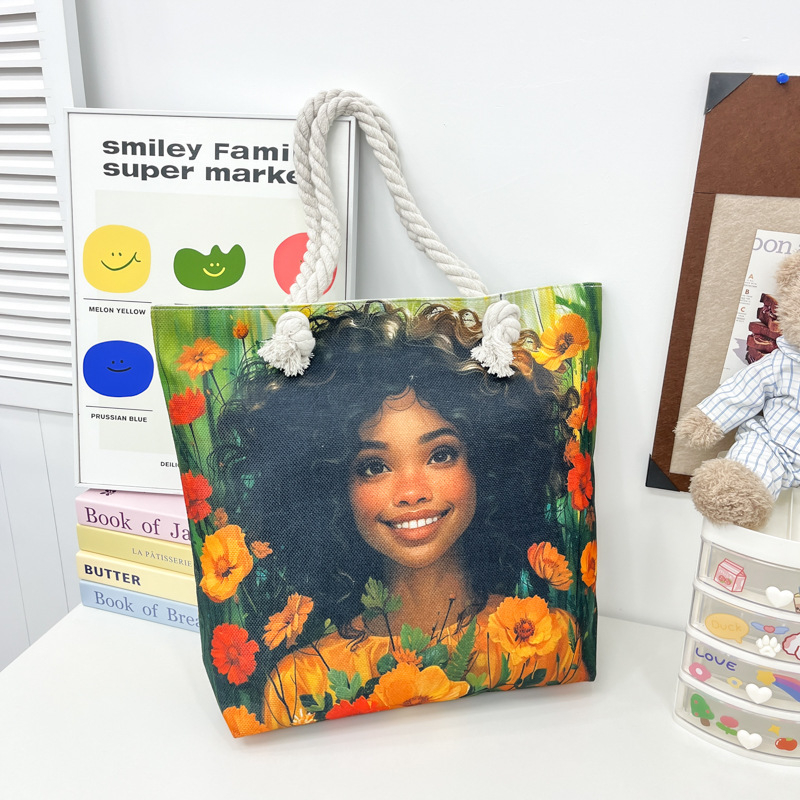 Nova ženska tote torba s debelim užetom, kreativni print, velik kapacitet, torba za plažu