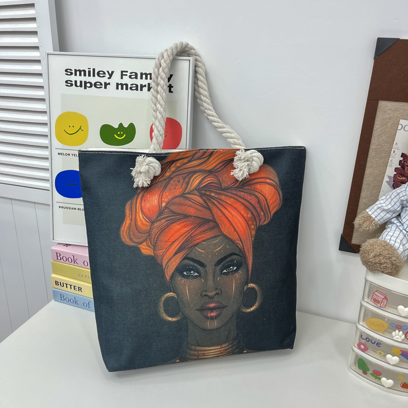 Nova ženska tote torba s debelim užetom, kreativni print, velik kapacitet, torba za plažu