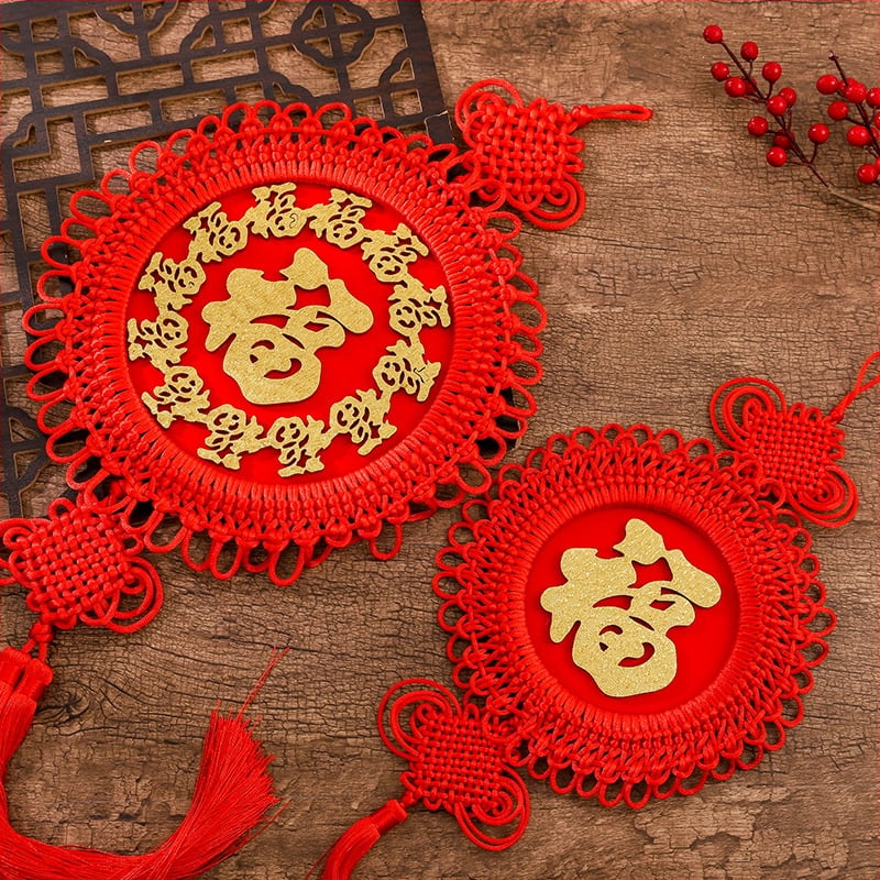 Pandantiv disc cu ciucuri verticale și nod chinezesc pentru decor de nuntă