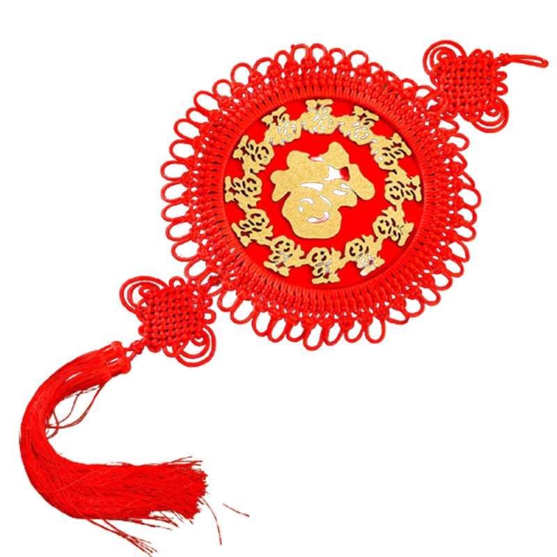 Pandantiv disc cu ciucuri verticale și nod chinezesc pentru decor de nuntă