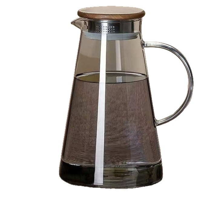 Carafă pentru apă rece din sticlă borosilicată, transparentă, rezistentă la temperaturi înalte, capacitate mare pentru sucuri și băuturi