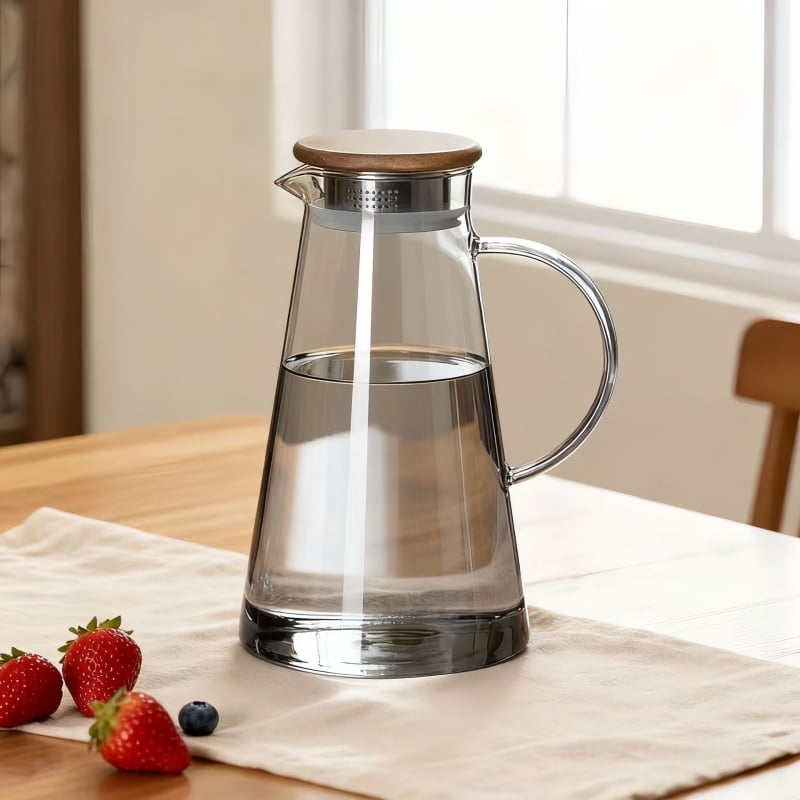 Carafă pentru apă rece din sticlă borosilicată, transparentă, rezistentă la temperaturi înalte, capacitate mare pentru sucuri și băuturi