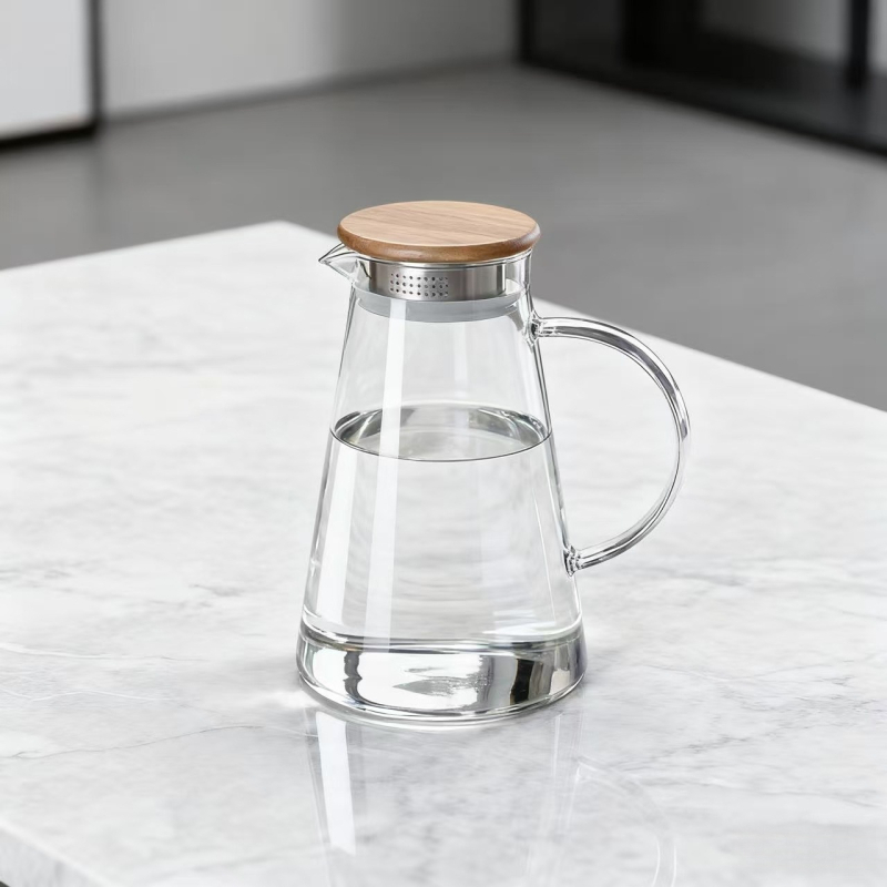 Carafă pentru apă rece din sticlă borosilicată, transparentă, rezistentă la temperaturi înalte, capacitate mare pentru sucuri și băuturi