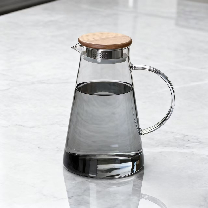 Carafă pentru apă rece din sticlă borosilicată, transparentă, rezistentă la temperaturi înalte, capacitate mare pentru sucuri și băuturi
