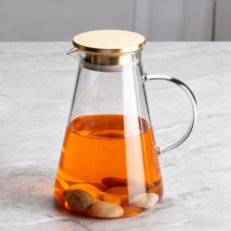 Carafă pentru apă rece din sticlă borosilicată, transparentă, rezistentă la temperaturi înalte, capacitate mare pentru sucuri și băuturi