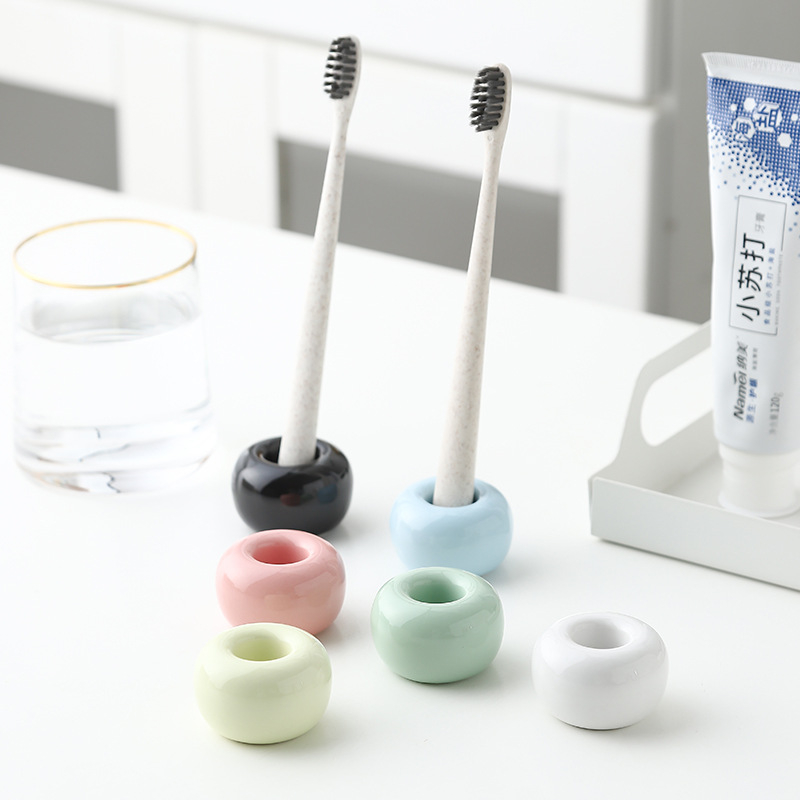 Suport ceramic pentru periuțe de dinți pentru cuplu - design colorat, modern, minimalist