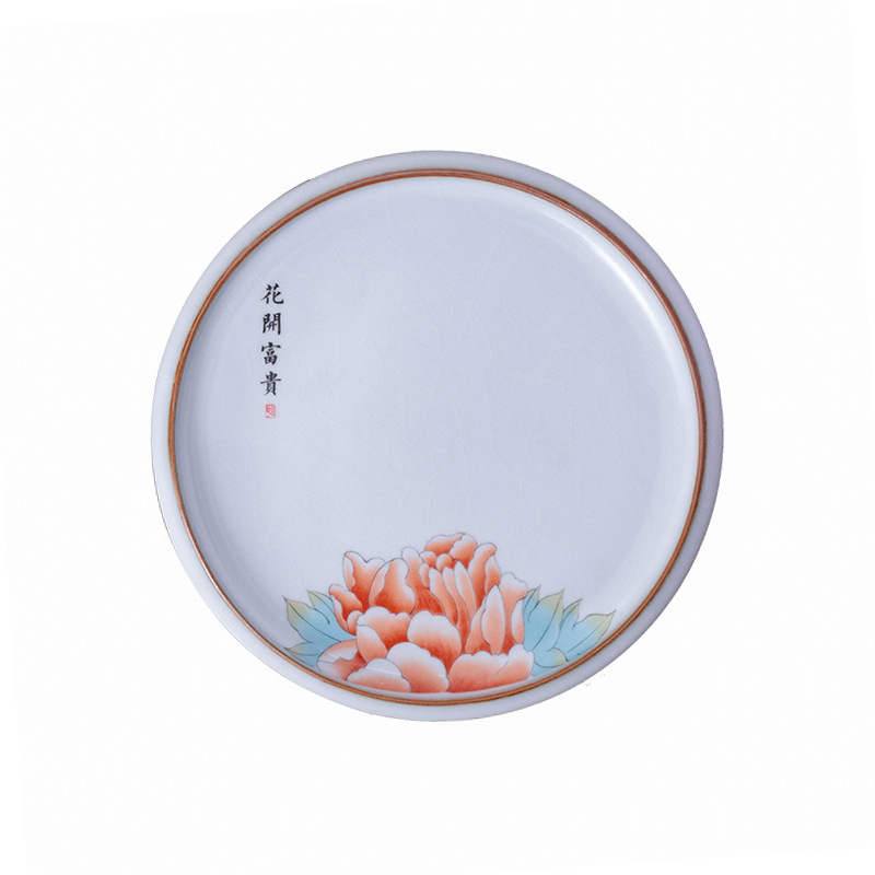 Tavă ceramică pentru ceai cu suport pentru capac și bază anti-arzuri – accesorii pentru set Kung Fu ceai, personalizare logo