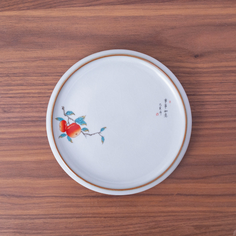 Tavă ceramică pentru ceai cu suport pentru capac și bază anti-arzuri – accesorii pentru set Kung Fu ceai, personalizare logo