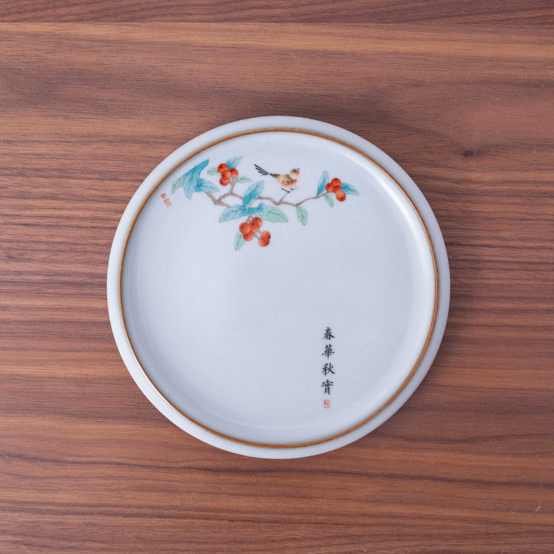 Tavă ceramică pentru ceai cu suport pentru capac și bază anti-arzuri – accesorii pentru set Kung Fu ceai, personalizare logo