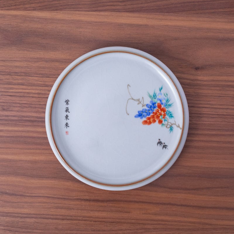 Tavă ceramică pentru ceai cu suport pentru capac și bază anti-arzuri – accesorii pentru set Kung Fu ceai, personalizare logo