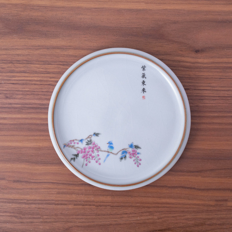 Tavă ceramică pentru ceai cu suport pentru capac și bază anti-arzuri – accesorii pentru set Kung Fu ceai, personalizare logo