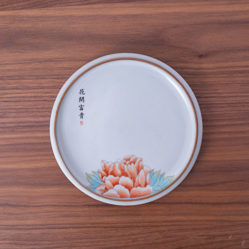 Tavă ceramică pentru ceai cu suport pentru capac și bază anti-arzuri – accesorii pentru set Kung Fu ceai, personalizare logo