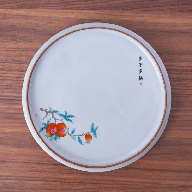 Tavă ceramică pentru ceai cu suport pentru capac și bază anti-arzuri – accesorii pentru set Kung Fu ceai, personalizare logo