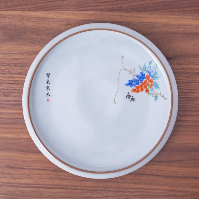 Tavă ceramică pentru ceai cu suport pentru capac și bază anti-arzuri – accesorii pentru set Kung Fu ceai, personalizare logo