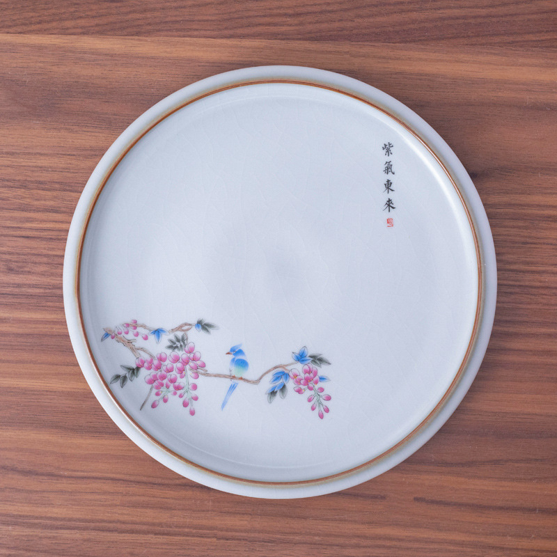 Tavă ceramică pentru ceai cu suport pentru capac și bază anti-arzuri – accesorii pentru set Kung Fu ceai, personalizare logo